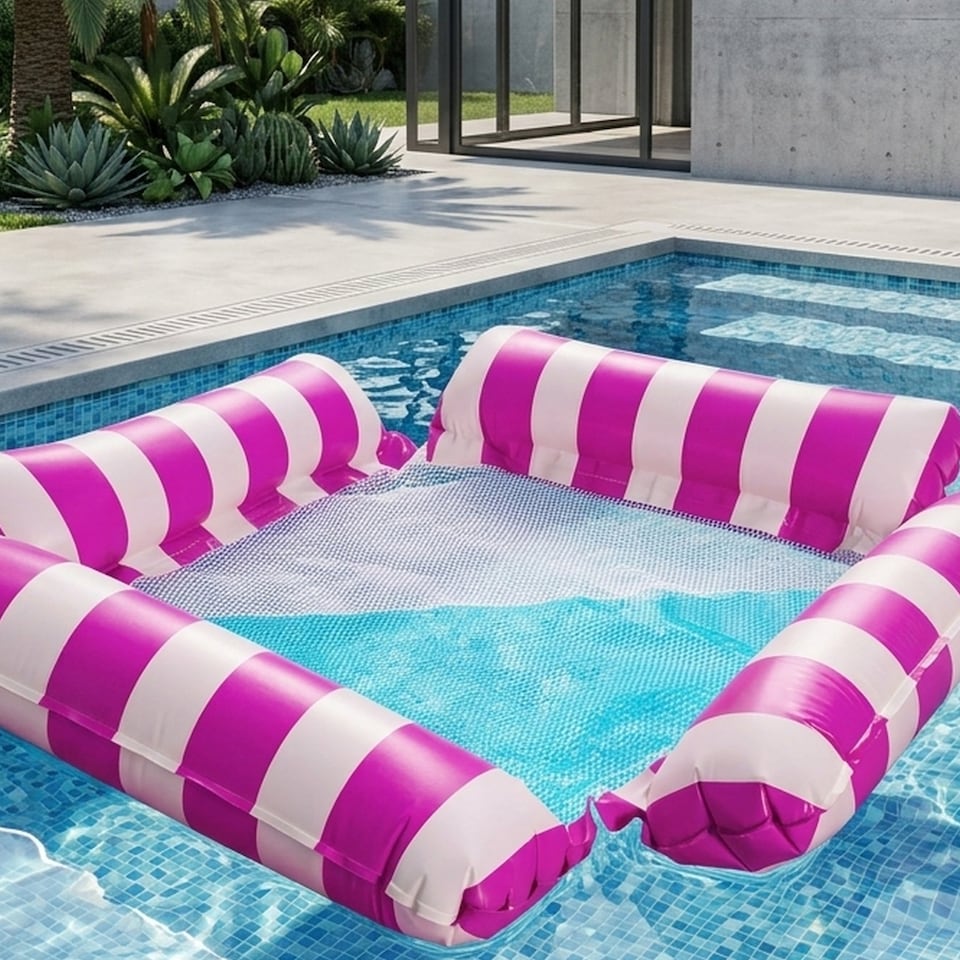 image 1 of Inflatable Pink Pool Hammock Float