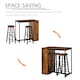 image 4 of HOMCOM 3 Piece Industrial Style Bar Table Set, Pub Dining Table Set Bar Height Table and 2 Stools with Storage Shelf for Kitchen, Living Room, Rustic Brown