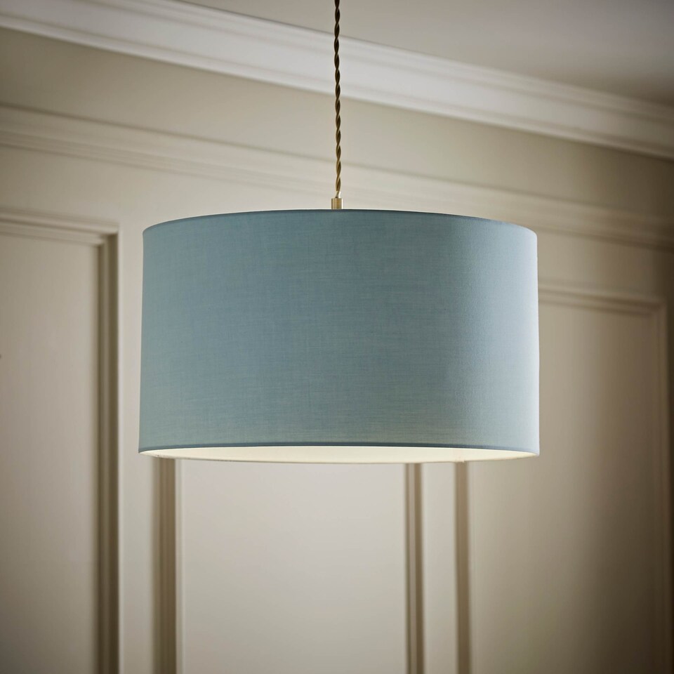 image 1 of ValueLights Reni Duck Egg Blue Fabric Ceiling Lamp Shade (D)45cm | Blue