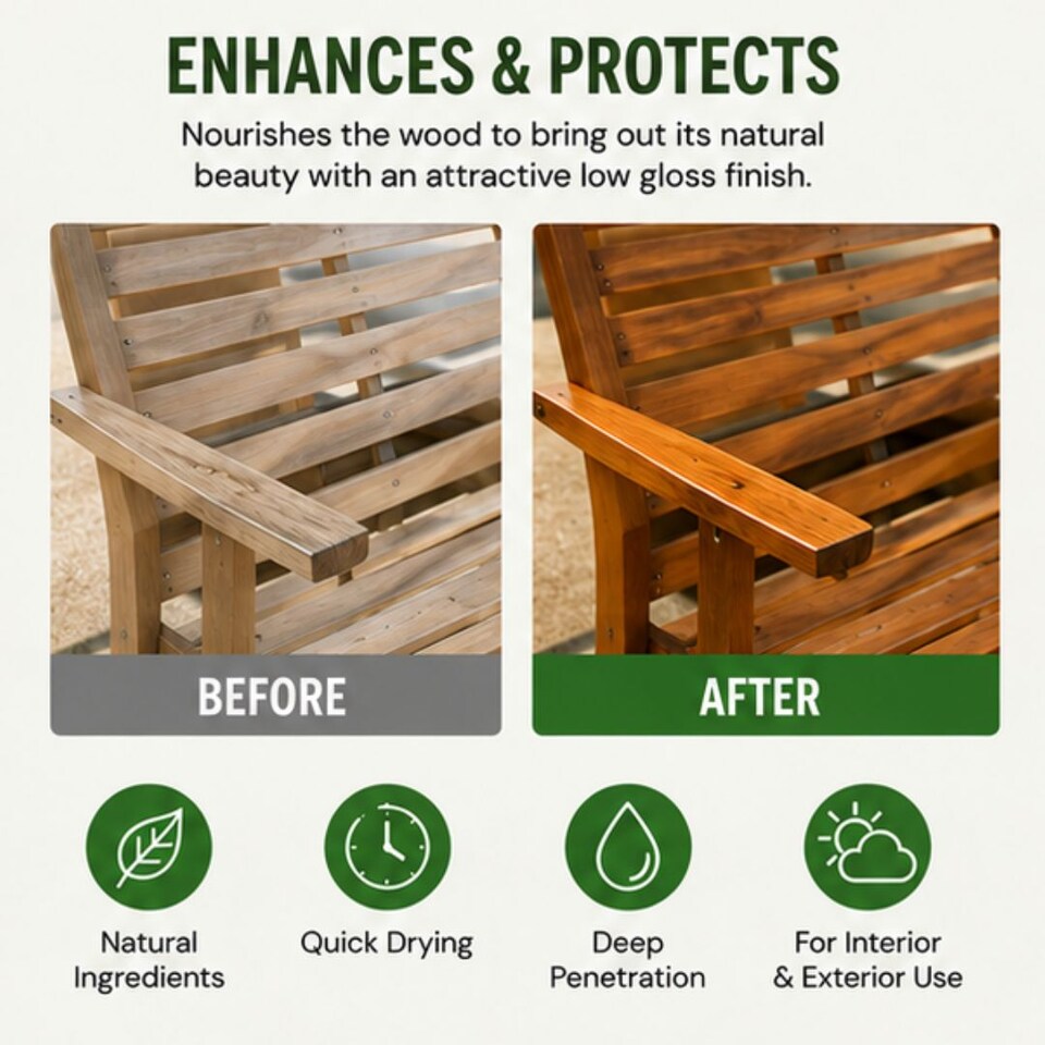 image 1 of Rustins Teak Oil Enhances Woods Interior/Exterior Gloss 1L
