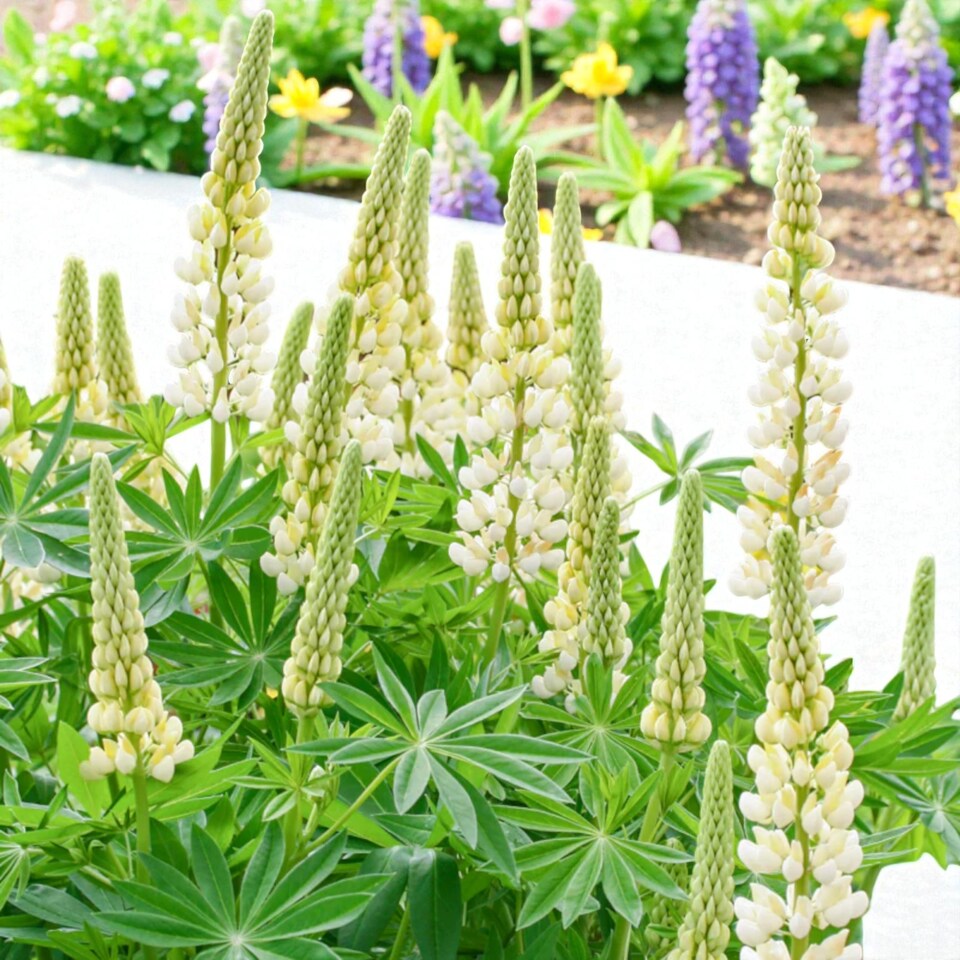 image 1 of Carbeth Plants Lupin Gallery White in 2L Pot - Compact Hardy Lupin Perennial with White Flower Spikes