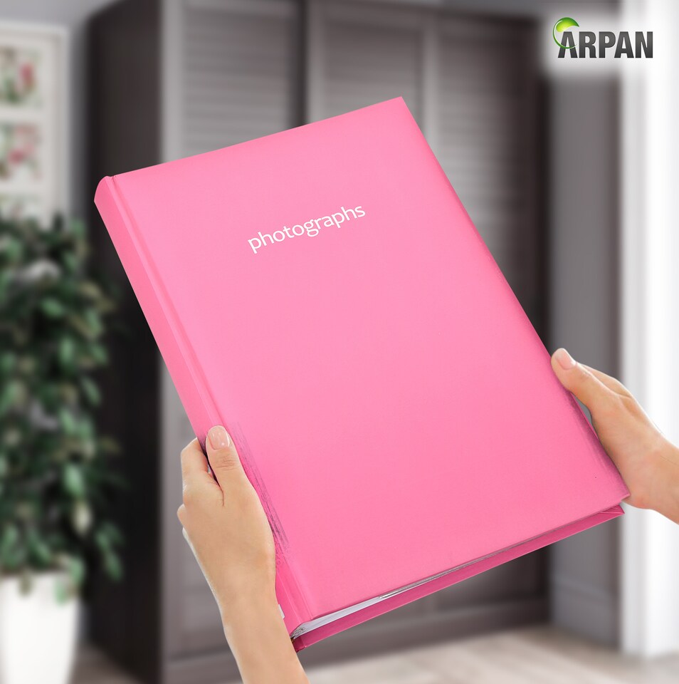 image 1 of ARPAN Large Slip In Memo Photo Album for 300 Photos 6x4" (10x15cm) – Hardcover Picture Album with Memo Writing Space for Family, Wedding & Travel Memories