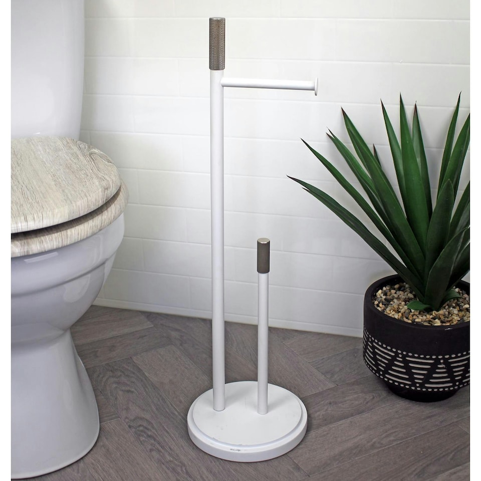 image 1 of Showerdrape Chester White Toilet Roll Holder & Spare Paper Holder Combination