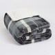 image 1 of OHS Winsford Flannel Fleece Check Printed Throw Blanket, 130x160cm - Grey