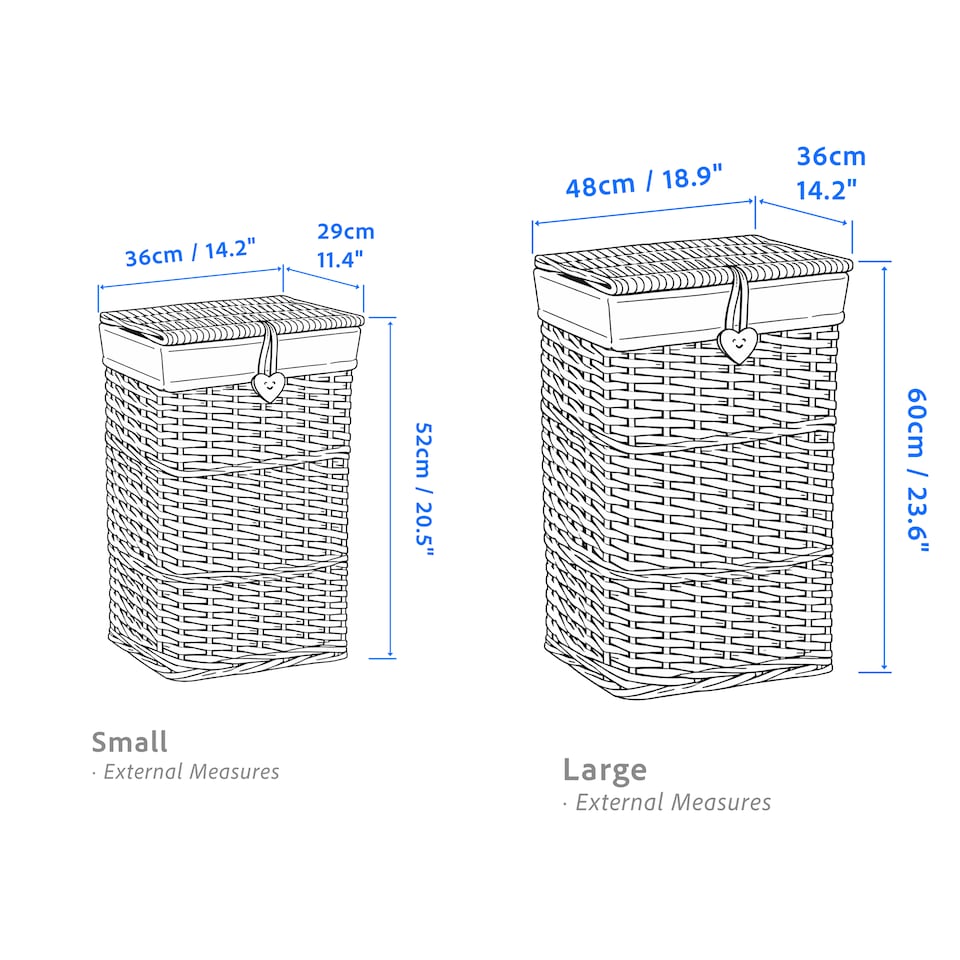 image 1 of Premium Grey Paint Wicker Laundry Basket Cotton Lining With Lid Bathroom Storage (Grey, Small)