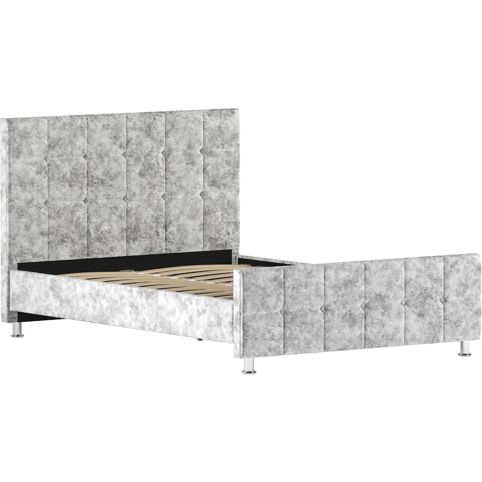 image 1 of Vida Designs Valentina 4ft6 Double Bed Frame, Crushed Velvet Silver, 135 x 190cm