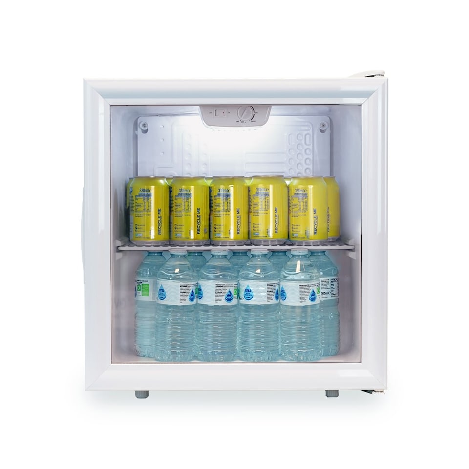 image 1 of SIA DC3W Mini Drinks Fridge, Table Top 46L Wine Cooler With Glass Door, White