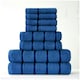 image 1 of VELVETIO 8 Piece Towel Bale Set Boston Shiny Stripe Pattern - 100% Cotton, 450 GSM Blue | Royal Blue