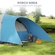 image 3 of Outsunny 3000mm Waterproof Camping Tent with Porch & Sewn in Groundsheet, Blue