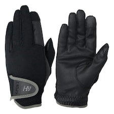 Hy5 Adults Sport Dynamic Lightweight Riding Gloves - Black/Charcoal Grey - XS Black | XS