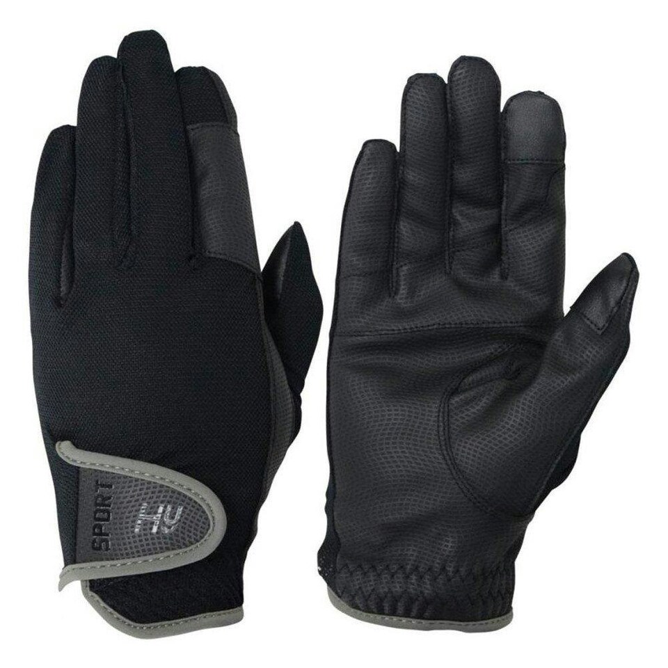 Hy5 Adults Sport Dynamic Lightweight Riding Gloves - Black/Charcoal Grey - XS Black | XS