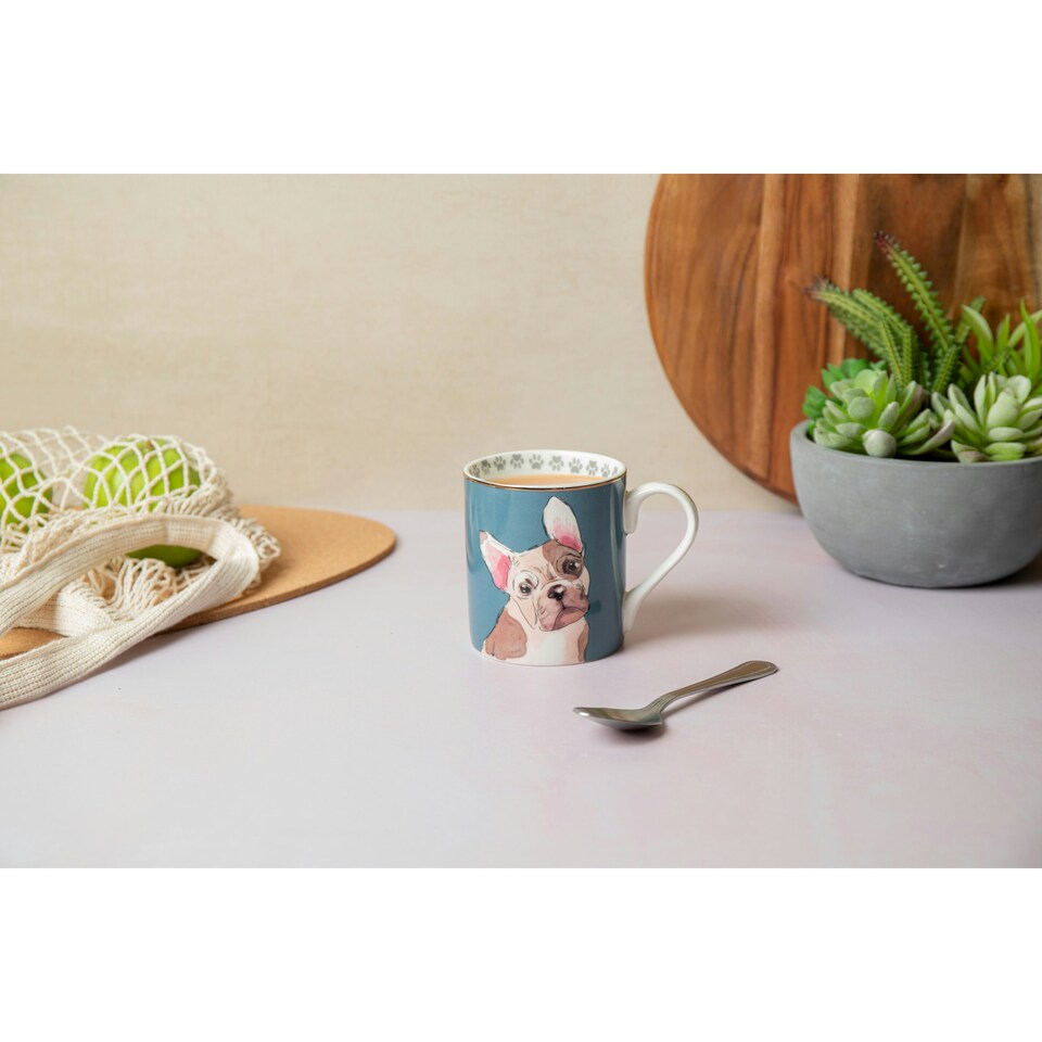 image 1 of Mikasa French Bull Dog Straight-Sided Porcelain Mug, 280ml | Blue | 1