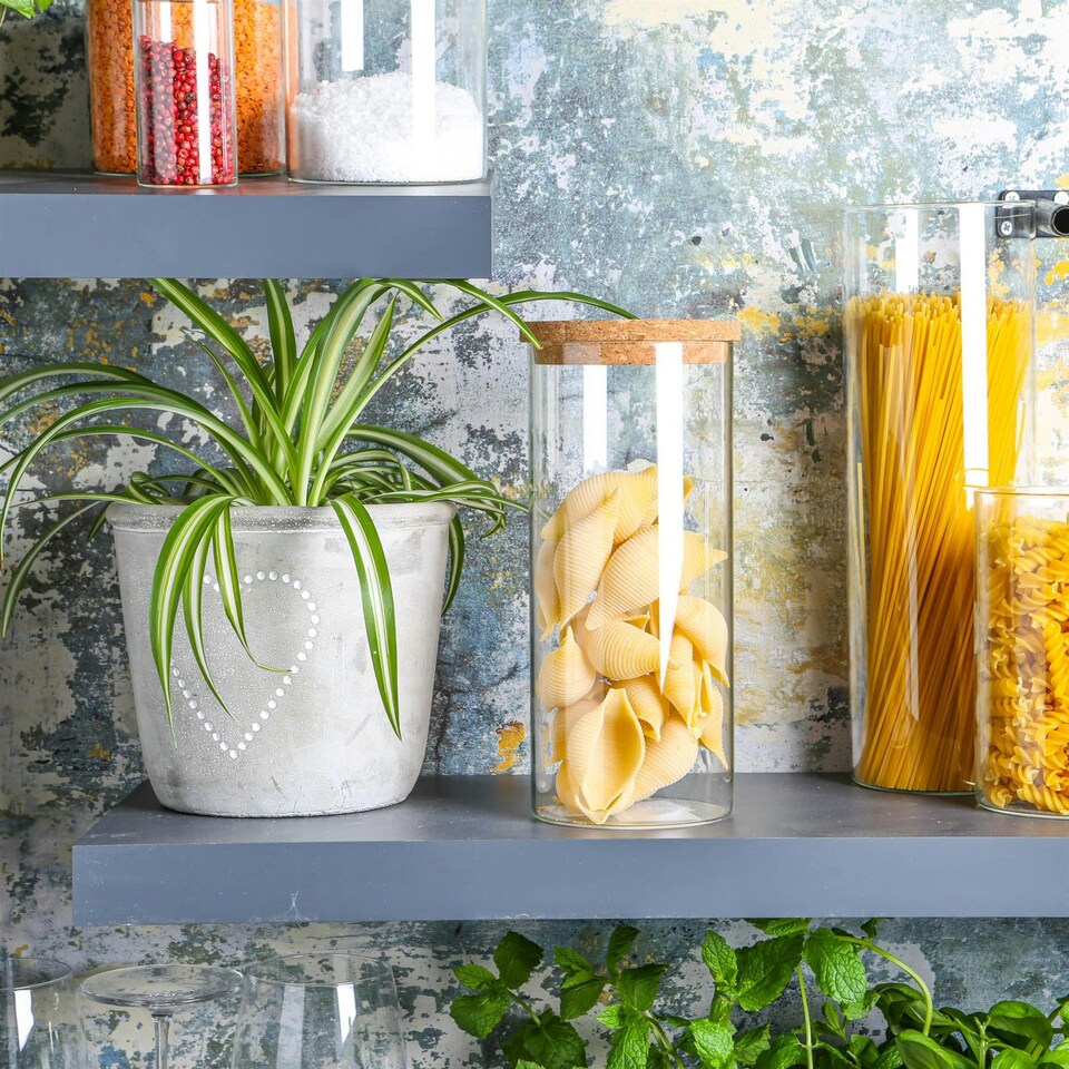 image 1 of Argon Tableware Glass Storage Jar with Cork Lid - 1.5 Litre