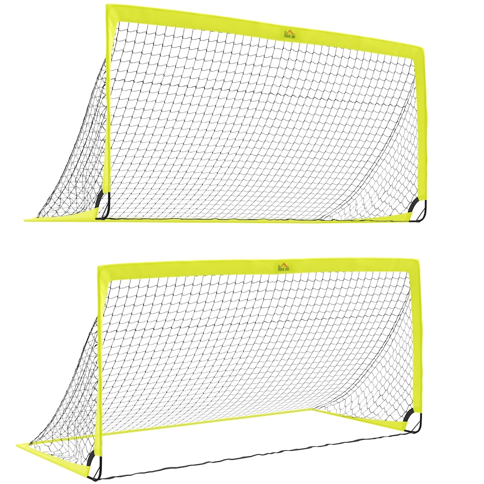 image 1 of HOMCOM Two Football Goal Nets, Football Equipment w/ Carry Bag, Yellow