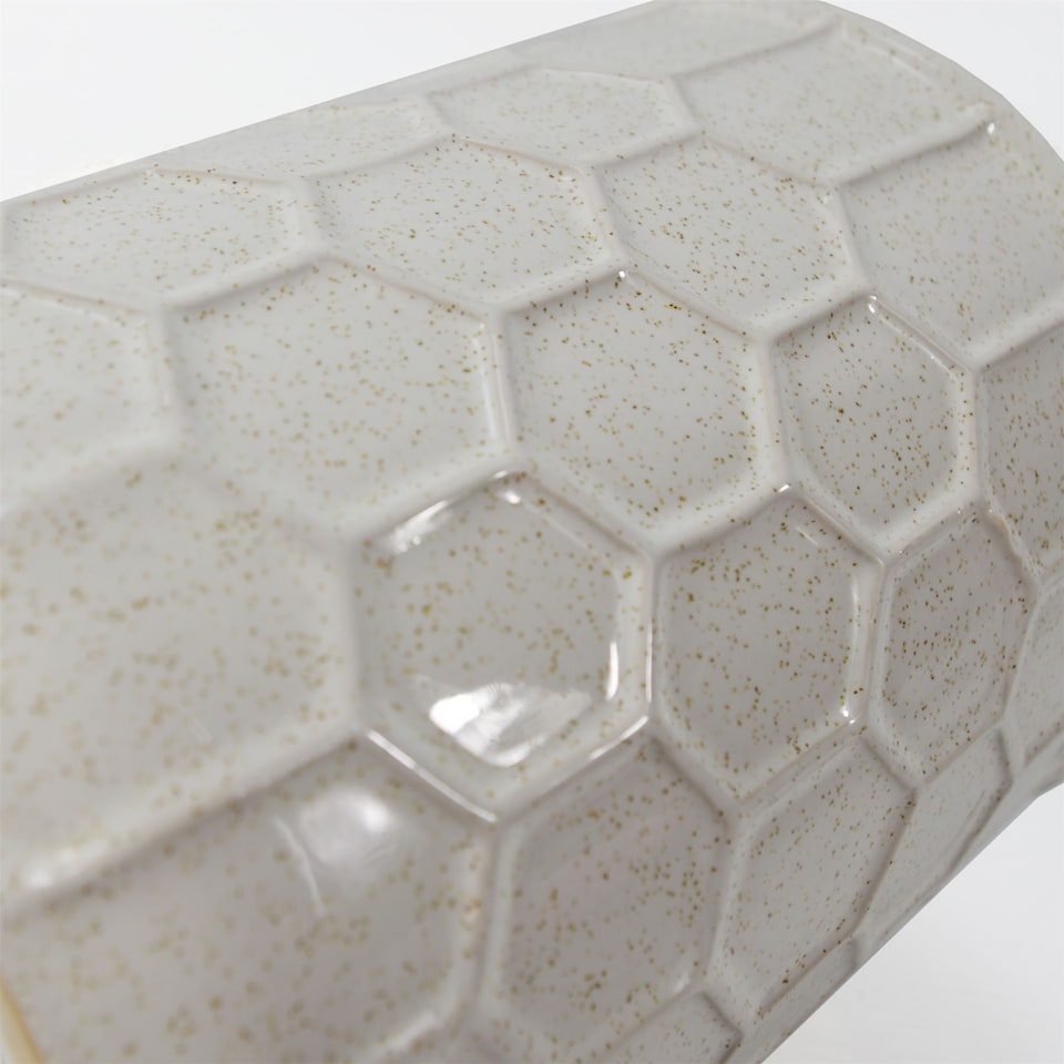 image 1 of 16cm White Honeycomb Ceramic Planter | White