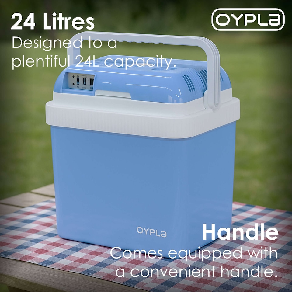 image 1 of 24L 240V AC & 12V DC Coolbox Hot Cold Portable Electric Cool Box | Blue