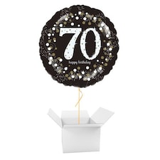 Sparkling Celebration 70th Birthday Round Foil Helium Balloon - Inflated Balloon in a Box