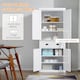 image 3 of HOMCOM Freestanding Kitchen Cupboard, 184cm Tall Storage Cabinet with Doors and Shelves, Traditional Colonial 4-Door Kitchen Pantry Cupboard with Drawer, White