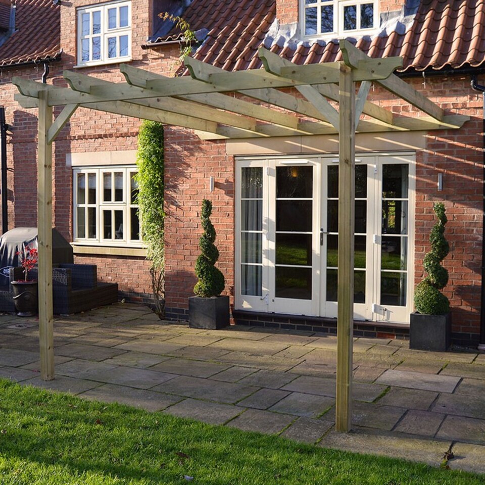 image 1 of Wall Mounted Garden Pergola - Wood - L180 x W360 x H270 cm - Light Green