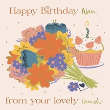 Nan Birthday Card - From Your Lovely Bunch!