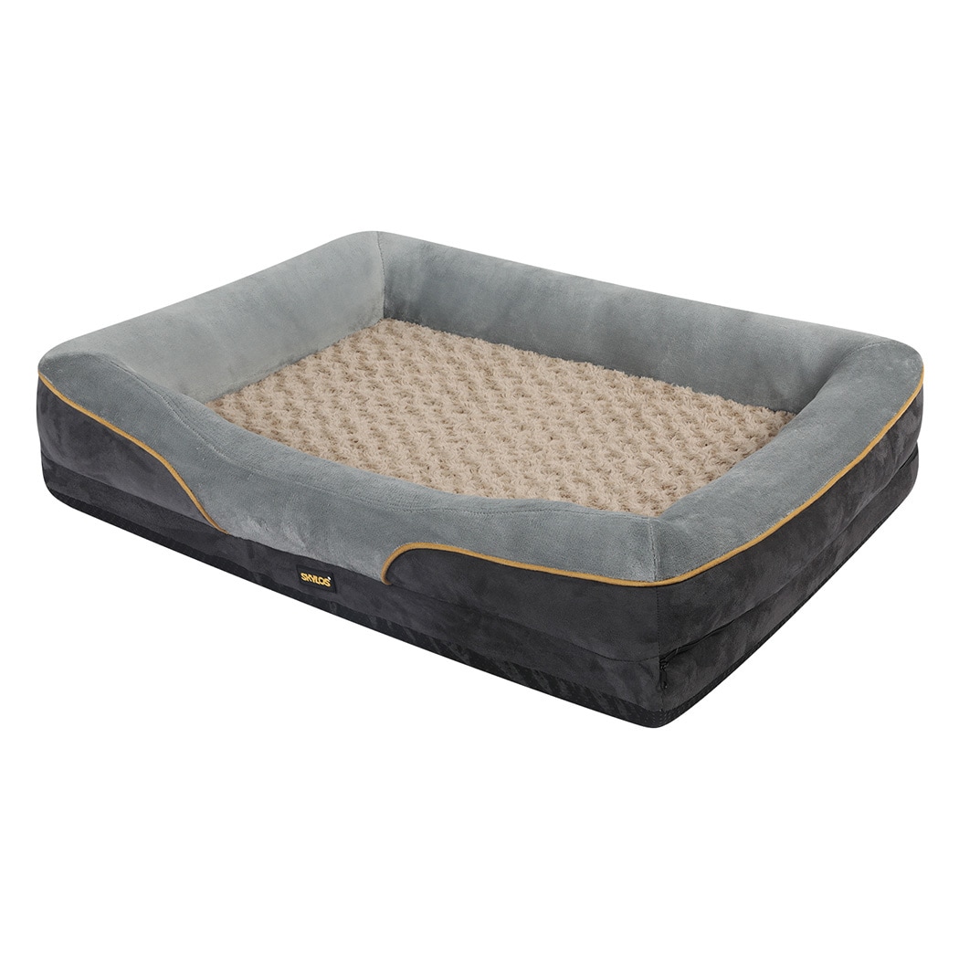 Skylos Dog Bed 91cm Memory Foam Orthopedic Washable Pet Puppy Grey Mattress | Grey | 91 x 68cm | One Size