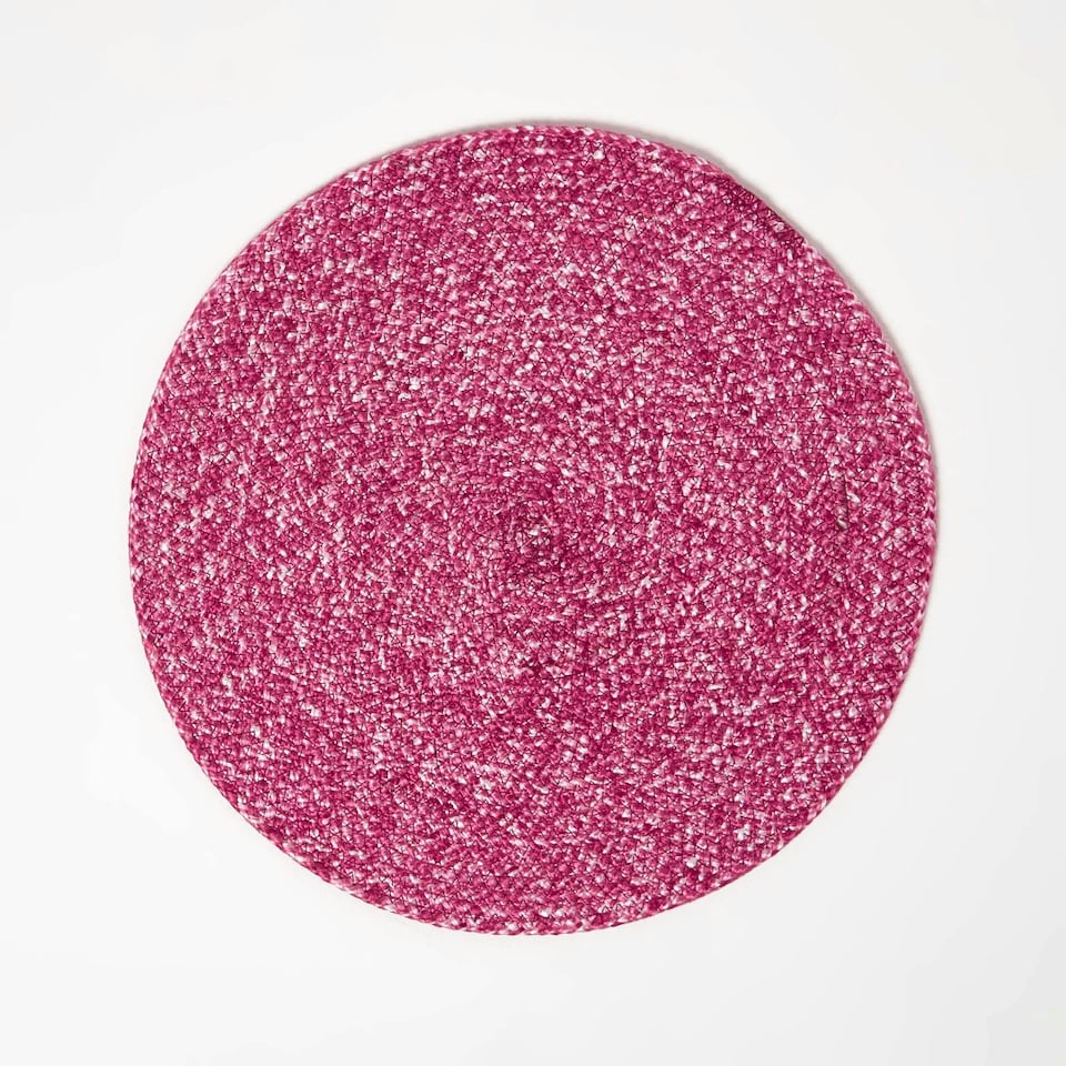 image 1 of Homescapes Pink Handwoven Round Placemats Set of 4 | Pink | 4