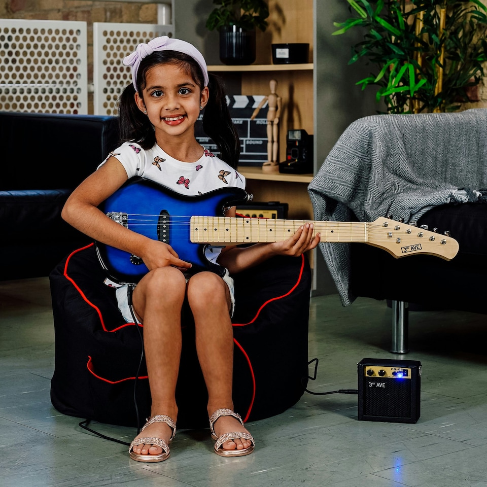 image 1 of 3rd Avenue Junior Electric Guitar Pack with Mini Amp Blue