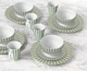 image 3 of 24pc Green Split Stripe Dinner Set