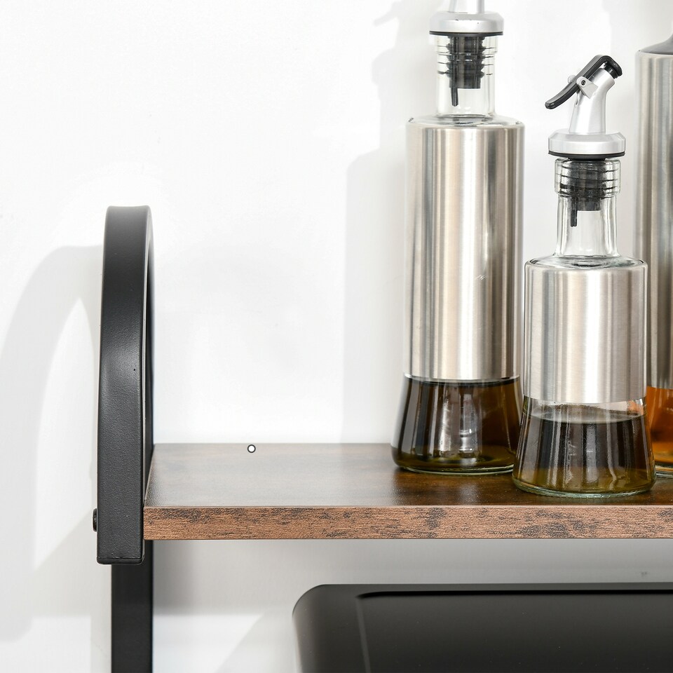 image 1 of HOMCOM 4-Tier Baker's Rack with Storage, Microwave Stand with 4 Hooks