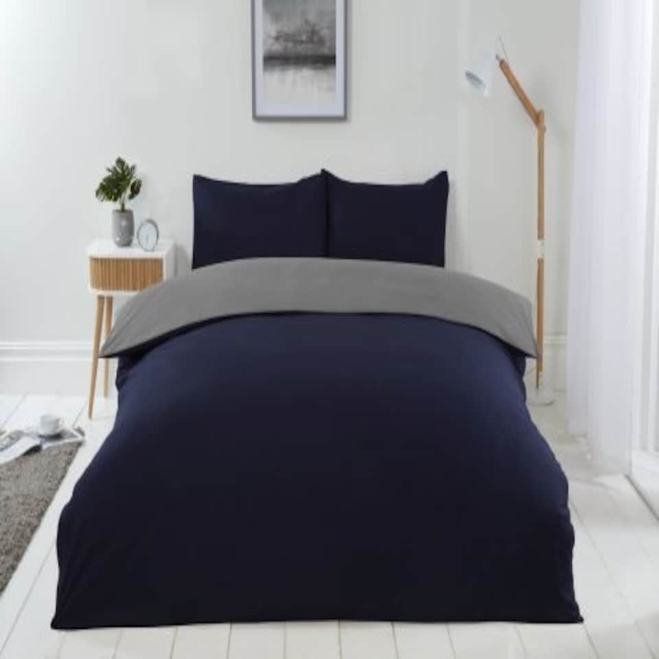 image 1 of Brights Reversible Duvet King Bed NavyGrey