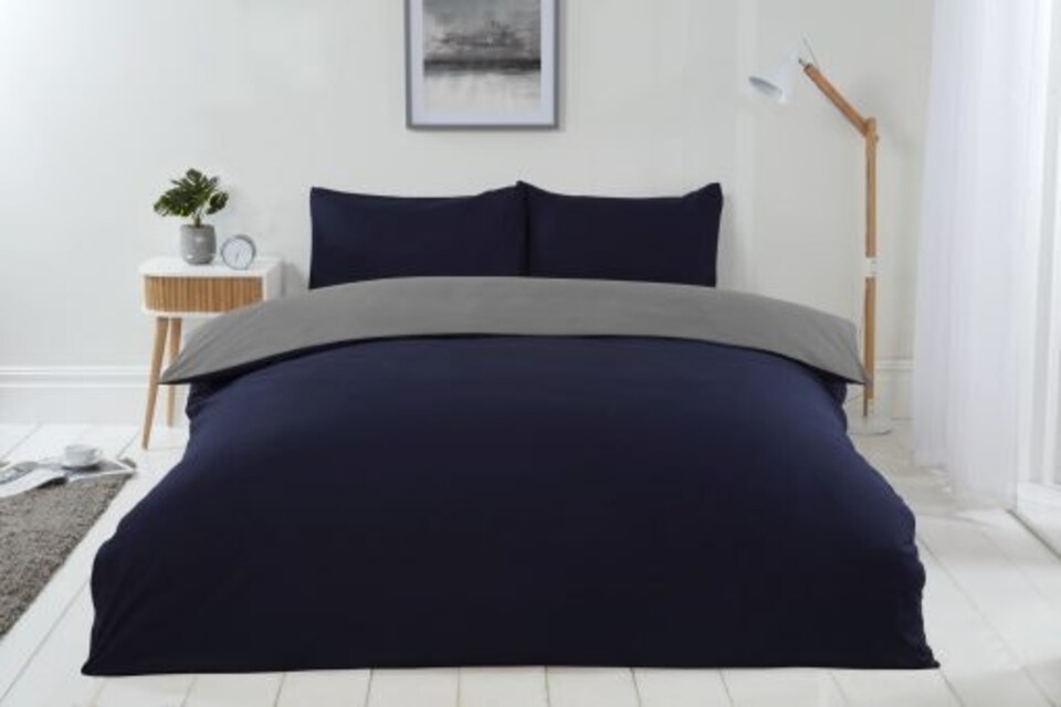 image 1 of Brights Reversible Duvet King Bed NavyGrey