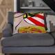 image 2 of Pop Art Young woman Eating Spaghetti Designer Blanket | Multi