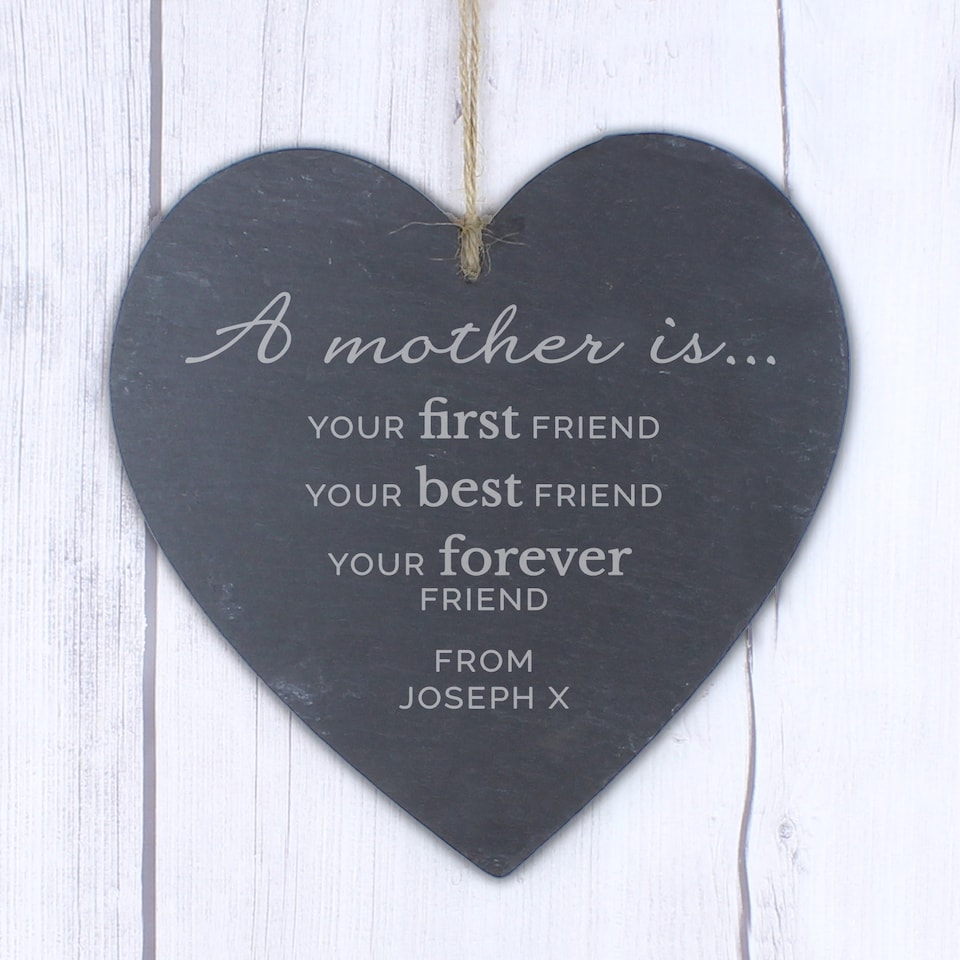 image 1 of Personalised 'A Mother Is' Slate Heart Decoration