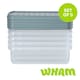 image 1 of Wham Clip 5x 8.5L Rectangular Plastic Storage Boxes with Clip Lock Lids. Ideal for Home, Office, Toys & More - Clear/Green Milieu | Green | Green Milleu | 5