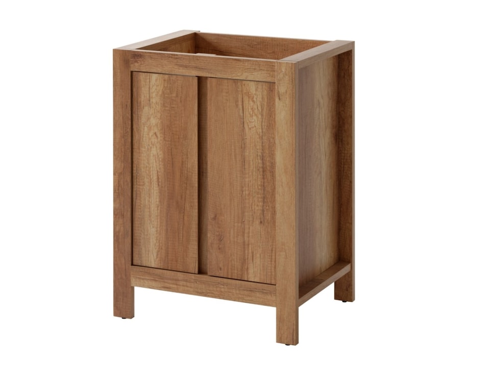 image 1 of Freestanding Bathroom Vanity Unit 600mm Sink Cabinet with Basin Oak Effect Storage Classic