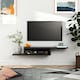 image 2 of HOMCOM Floating TV Unit, Wall Mounted TV Stand with Open Shelf and 2 Cable Holes, Entertainment Unit for Living Room, Black