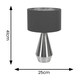 image 4 of ValueLights Jax Brushed Chrome Touch Table Lamp Charcoal Chrome Shade