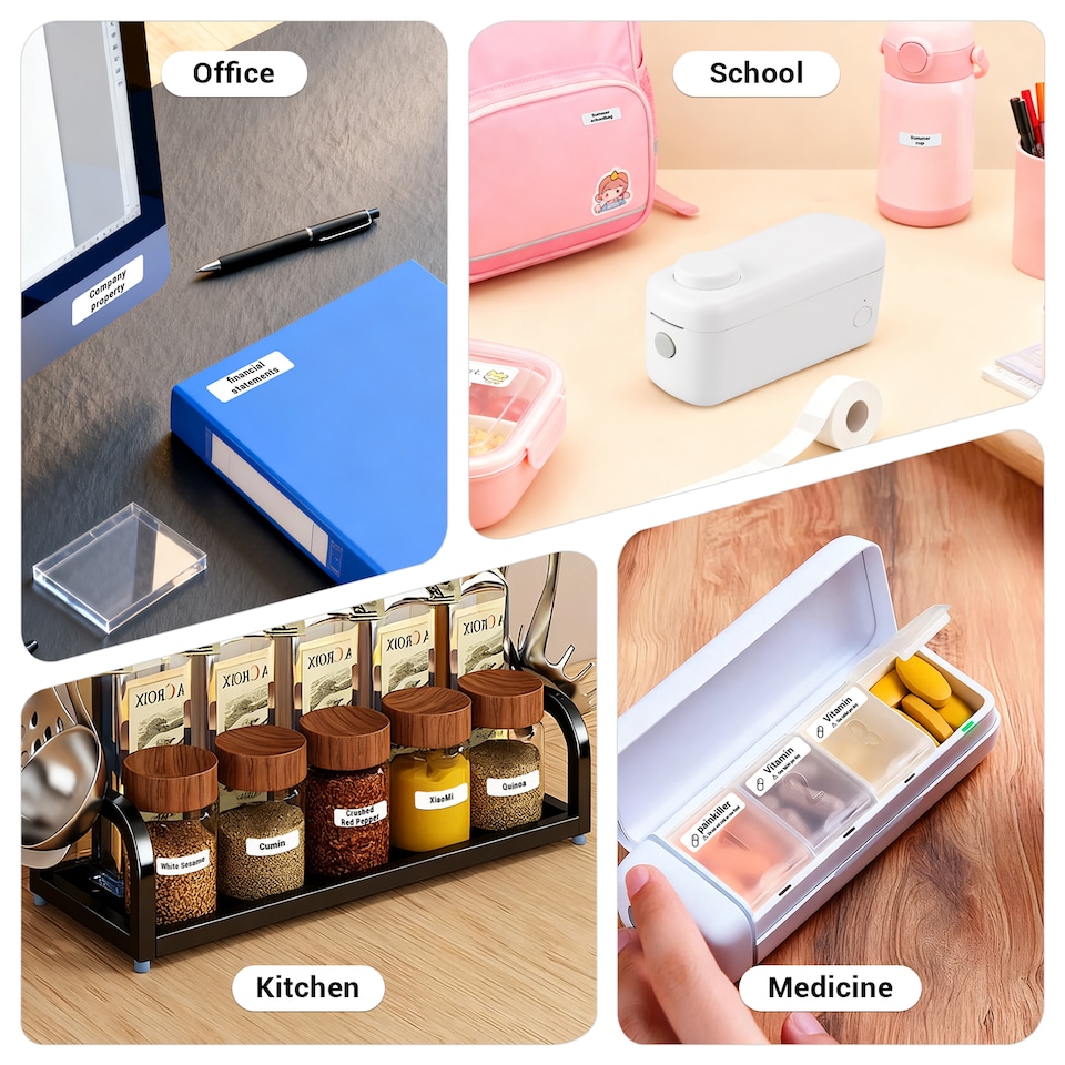 image 1 of Mini Bluetooth Inkless Thermal Label Printer with Cutter - August LBP160W