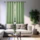 image 6 of Olive Green Linen Blackout Eyelet Curtains - 46x63 Inch Drop - 2 Panel | Green | One Size