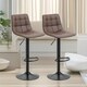 image 10 of 2PC Adjustable Height 360 Swivel Barstools Set With Shell Backrest Brown Brown