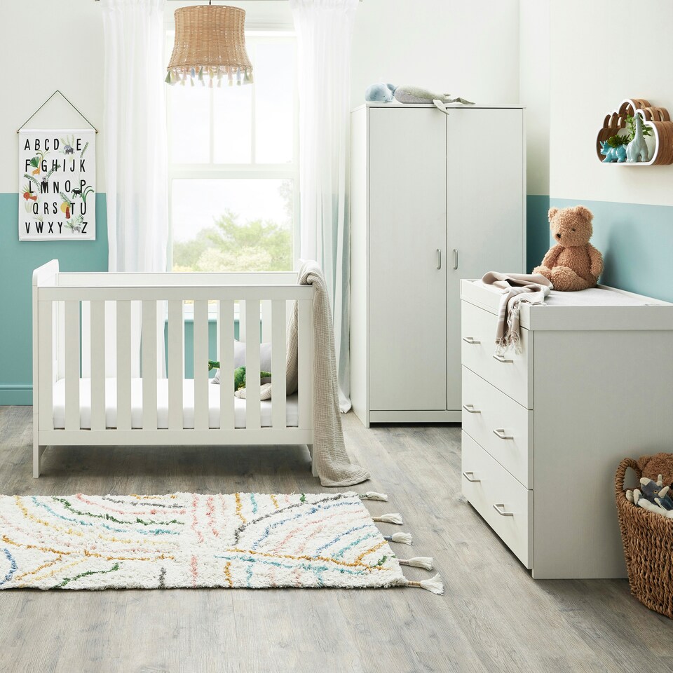 image 1 of Babymore Caro Mini 3 Piece Room Set - White Wash