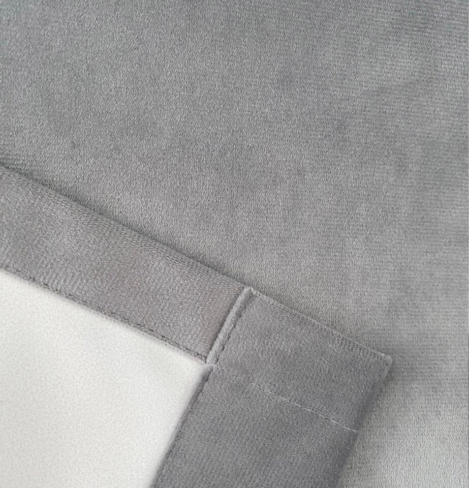 image 1 of Luxury Enhanced Living Grey Velvet, Supersoft, Blackout, Thermal Pair of Curtains with Eyelet Top - 90 x 90 inch (229x229cm)