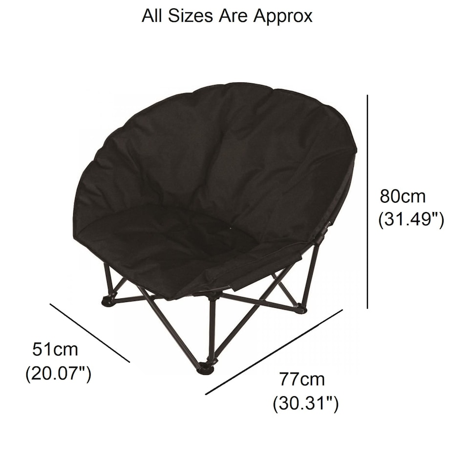 image 1 of Gr8 Garden Deluxe Black Padded Folding Outdoor Camping Beach Garden Fishing Moon Chair Seat