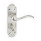 image 1 of Lisbon Metal Lever Latch Door Handles Set Round Rose Internal & External | Silver | Satin Nickel Bathroom