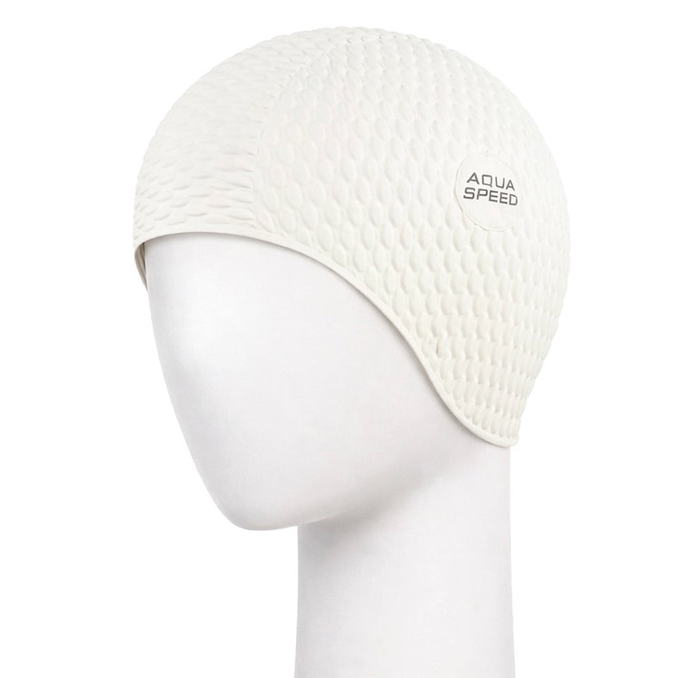 image 1 of Ladies Bombastic Swimming Cap | Long Hair Soft Latex Comfortable Fit Cap | White | White | One Size | 1