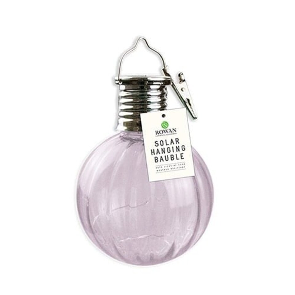 Iridescent Lilac Solar Powered Hanging Bauble Light
