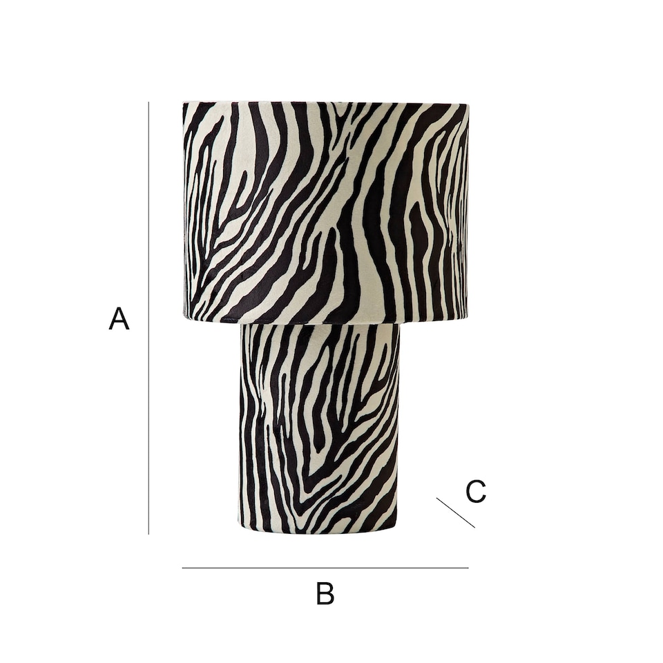 image 1 of ValueLights Nessa Zebra Pattern Velvet Table Lamp | Black