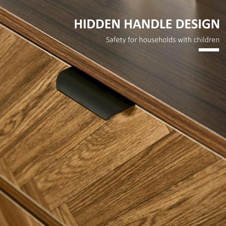 image 1 of HOMCOM Two-Drawer Herringbone Bedside Table Home Cabinet Bedroom Storage Brown