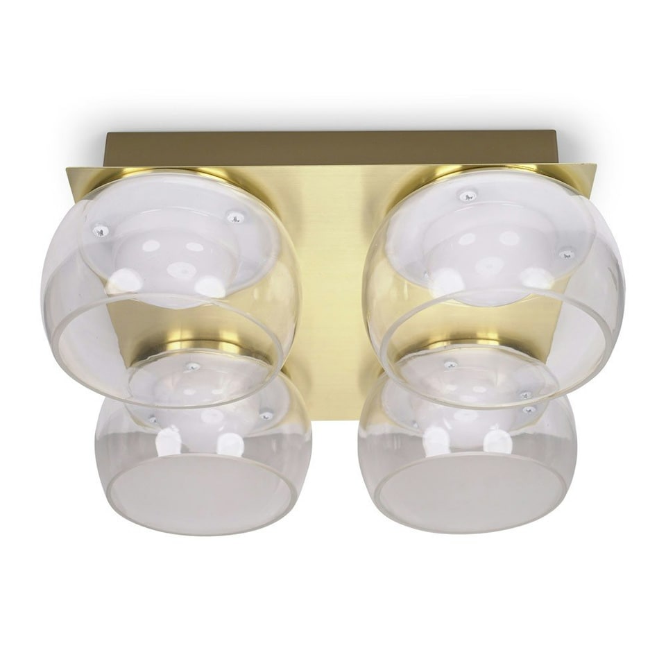 image 1 of ValueLights Alissa Brushed Gold IP44 4 Way Clear Glass Integrated LED Ceiling Light | Gold