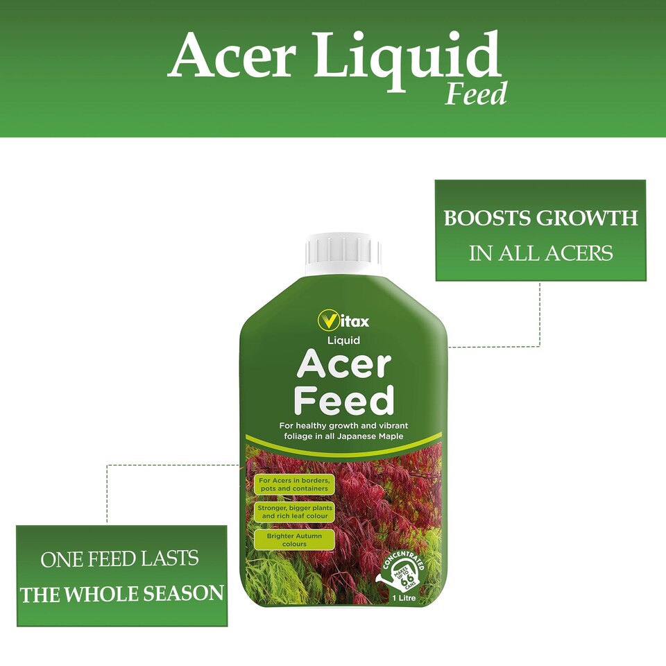 image 1 of Vitax Liquid Acer Feed 1L Concentrated Fertiliser for Japanese Maple Trees Acer Plants Vibrant Foliage and Root Growth
